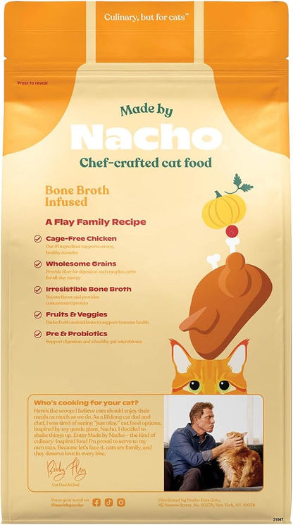Made by Nacho Dry Cat Kibble 2lb Bag, High Protein and Grain-Friendly Premium Cat Food, Cage-Free Chicken & Pumpkin Recipe, Infused with Bone Broth for Hydration, Limited Ingredients, Single Bag