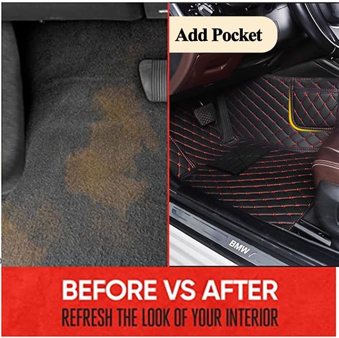 Custom Car Floor Mats with Personalized Text & Image, Unique Leather All-Weather Fit for 99% Vehicles, DIY Photo Name Logo Gift for Sedan SUV Truck(Coffee)
