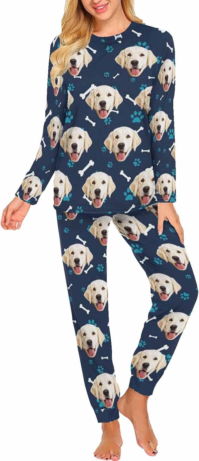 MyPupSocks Custom Face Pajamas Sets for Women, Personalized Photo Sleepwear XS-XXL