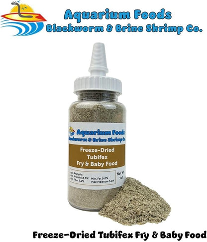Aquatic Foods Inc. Tubifex Worm Powder Fry & Baby Food for Freshwater Fish, Marine Fish, Baby Pondfish, Corals, Anemones, All Tiny Nanofish, Fry and Babies…1oz Med Squeeze Bottle
