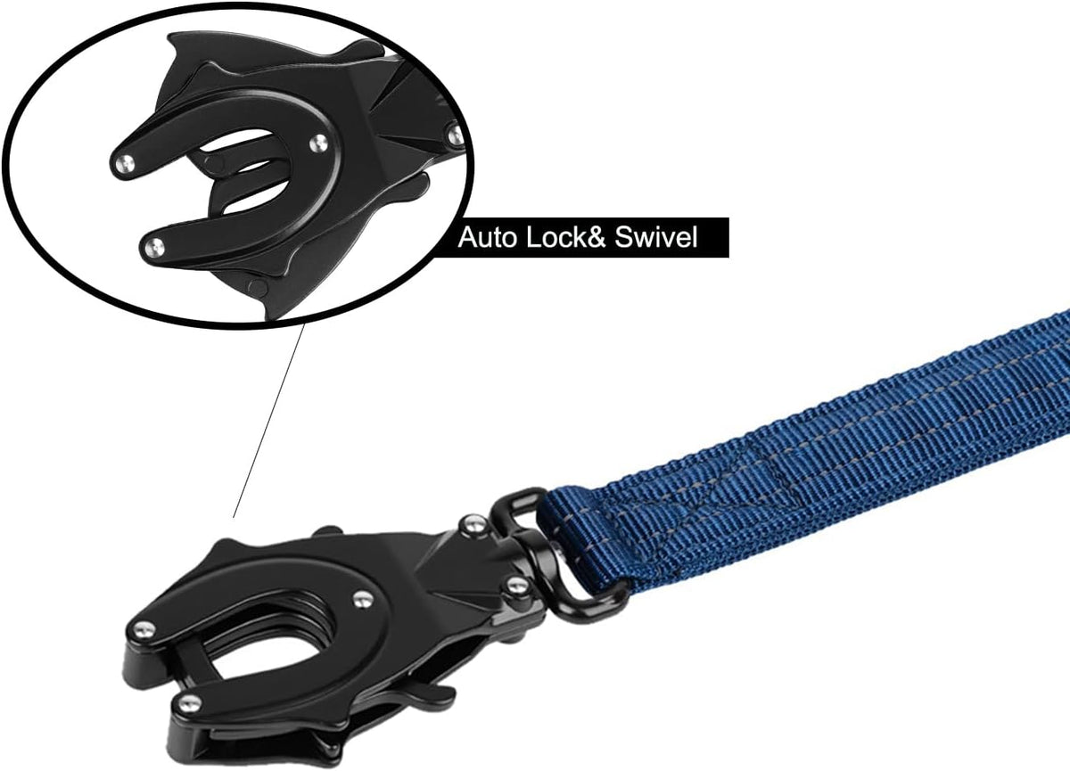 ICEFANG Tactical Dog Leash,K9 Training Walking Bungee Lead with 2 Control Handle,Heavy Duty Quick Release Metal Clasp,for Medium Large Breed (Reflective Blue, 6 FT)