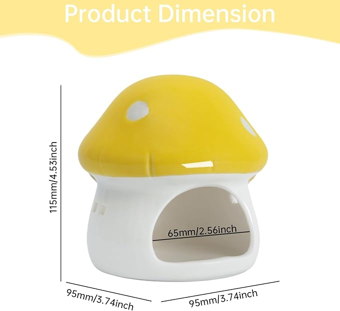Saim Ceramics Mushroom House Aquarium Decor, Betta Fish Tank Accessories Landscape Decoration, Small Shrimp Goldfishes Habitat Hut Pleco Smalland Breeding Hide Caves Toad House - Yellow