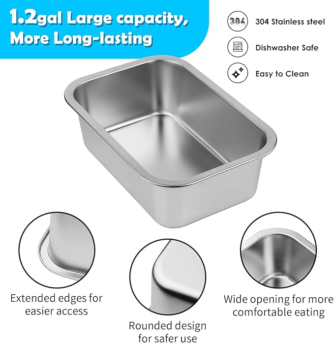 1.2 Gallon Elevated Large Dog Water Bowl with Mat, 4 Height Adjustable 12-17", Raised Dog Water Bowl Stand for Large Breed