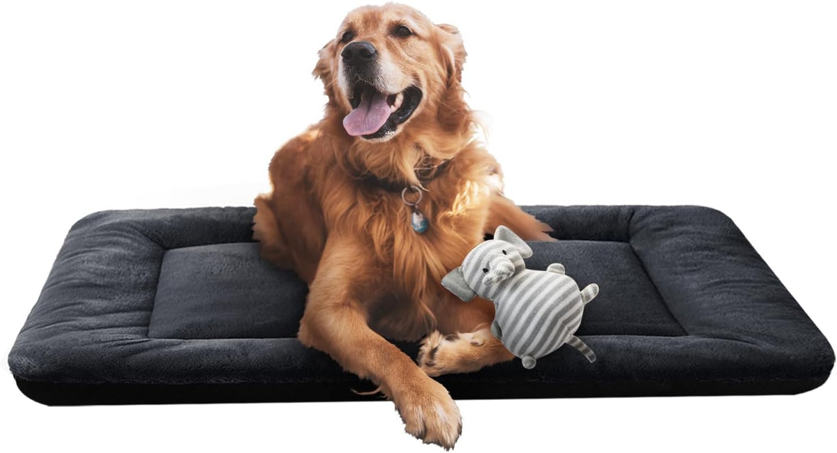Ultra Soft Dog Bed & Kennel Pad for Large Dogs - Washable & Anti-Slip, Fits Metal Crates, Cozy Sleeping Mat, Dark Gray, 42 inch