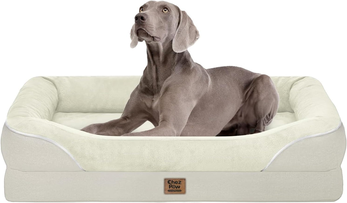 Washable Orthopedic Large Dog Bed - Removable Waterproof Cover with Bolster Machine Washable Extra Large Dogs Beds Foam Support XL Big Pet Beds