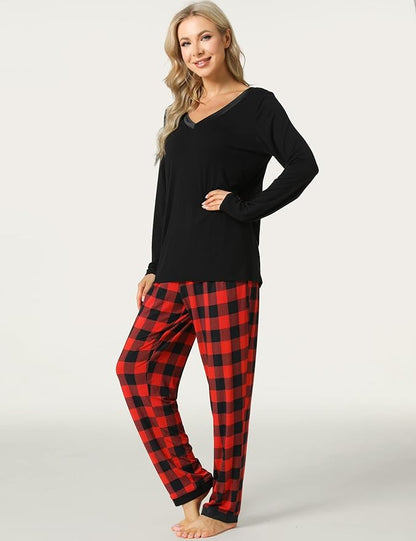 GYS Viscose from Bamboo Women's Pajama Sets Super Soft Long Sleeve Sleepwear Comfy Winter Pjs Sets S-4X