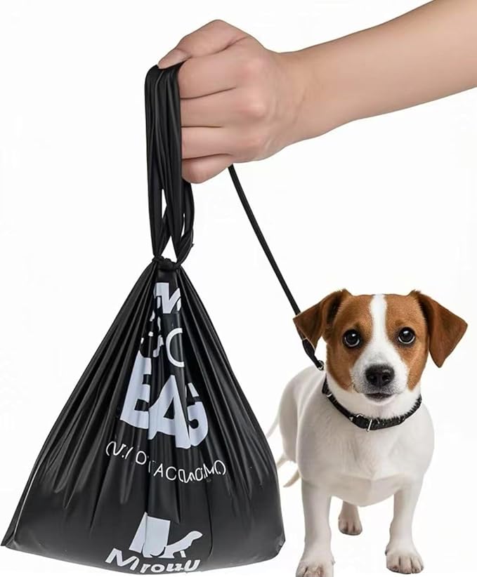 300 Counts Extra Thick Black Pet Poop Waste Bags With Handles for Dogs Ocean Wind-Scented