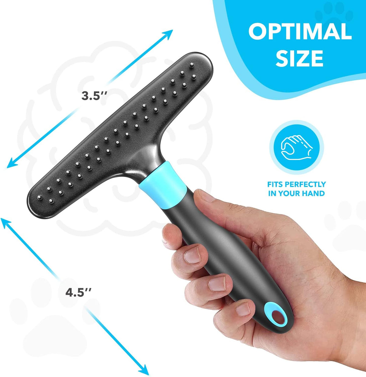 Deshedding Brush - Undercoat Rake for Dogs, Cats, Matted, Short, Long Hair Coats - Double Row Stainless Steel Pins - Reduce Shedding by 90% (Blue)