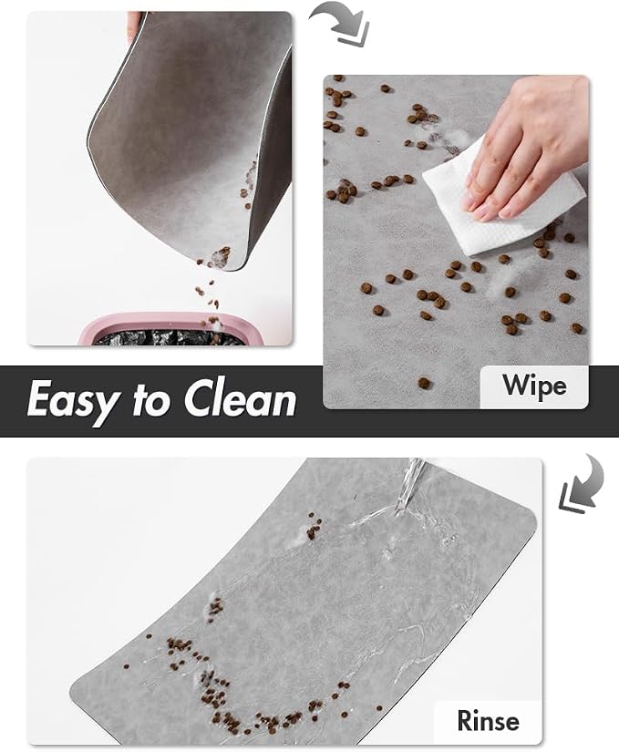 MontVoo-Absorbent Pet Feeding Mat-No Stains Pet Mat for Food and Water Bowl-Quick Dry Cat & Dog Food Mat Water Dispenser Mat-Pet Supplies Mat-Dog Water Bowl Mat for Messy Drinker,（LightGrey,16"x24"）