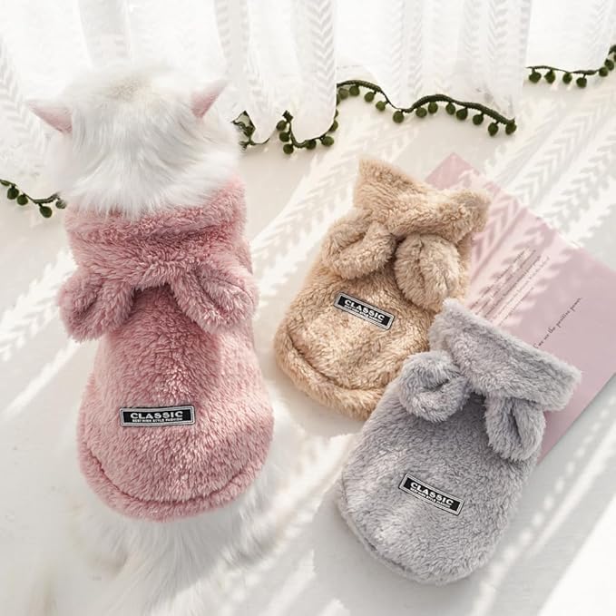 Cat Bunny Ears Costume Cute Dog Kitten Hoodies Sweater Rabbit Ears Puppy Pet Apparel (XX-Large,Gray)