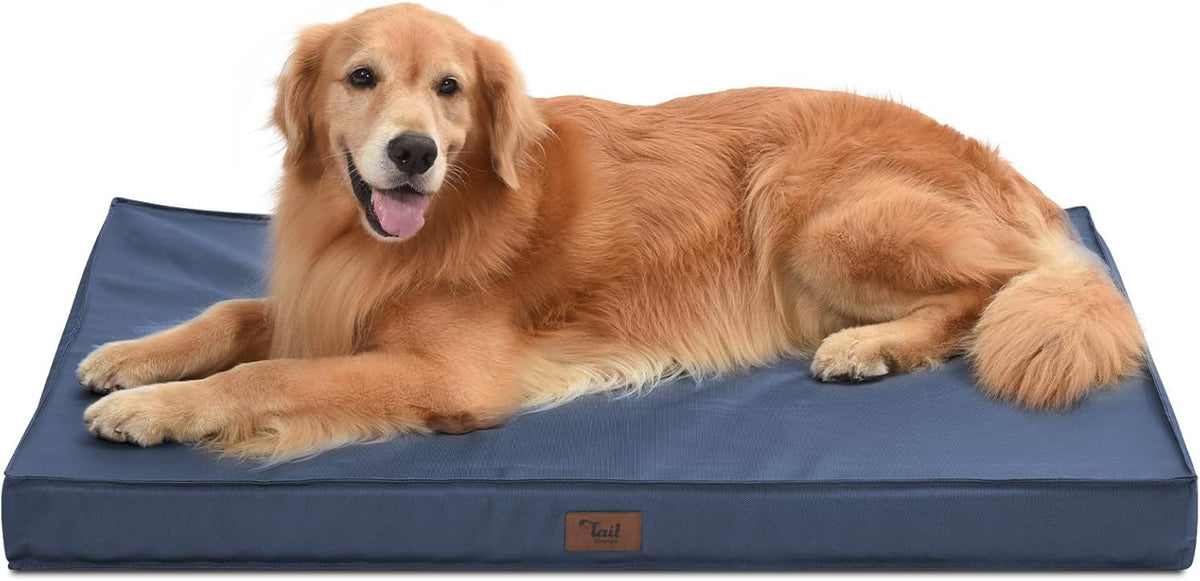 Outdoor Waterproof XL Dog Bed, Dog Bed for Large Dogs, Orthopedic Egg Foam Pet Bed with Washable and Removable Oxford Cooling Cover, Navy