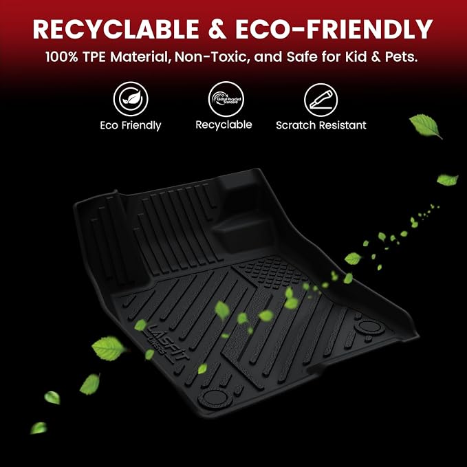 LASFIT Floor Mats for Audi A5/S5 2025-2026(New Body), TPE All Weather Protection Custom Fit 1st & 2nd Row Floor Liners for Audi A5/S5 Automotive Accessories Car Mats, Black, Easy to Clean
