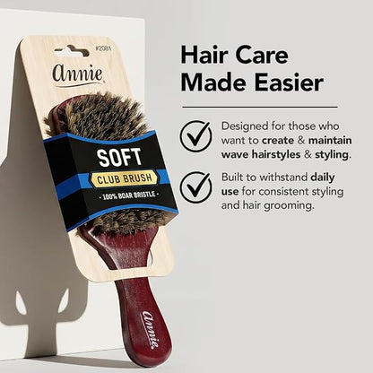 Annie Soft Club 100% Pure Boar Bristle Wave Hair Brush for Men