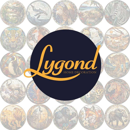 Lygond Metal Sign Tin Sign Circular Stained Glass Polar Bear2 Funny Sign For Garage 8×8 Inches