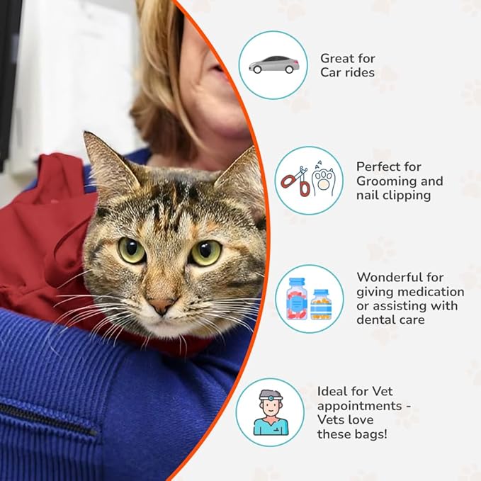 Cat-in-the-Bag Cozy Comfort Carrier - Extra Small Red Cat Carrier Soft and Pet Carrier for Nail Trimming, Vet Visits, Medication Administration, Dental Care, and Travel