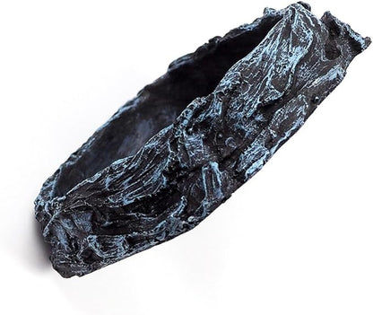 OMEM Reptile Natural Bowl Food and Water Dish Resin Made (Black)
