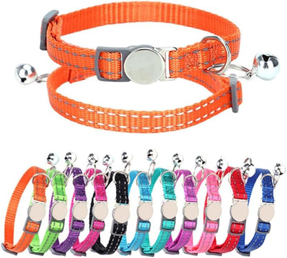 Purple Dog Breakaway Collar with Bell, Soft Nylon Break Away Reflective Cat Collars with Bell for Xs Small Female Puppy Girls Dogs Kitten, Neck 7-11 Inch