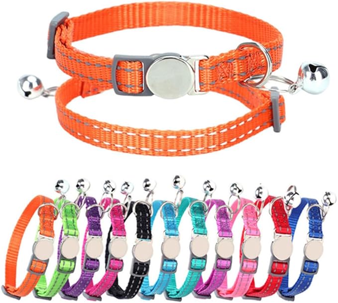 Red Cat Collar with Bell & Breakaway, Reflective Kitten Collar with Bells, Soft Nylon Break Away Dog Collar for Xs Small Tiny Puppy, Neck 7-11 Inch