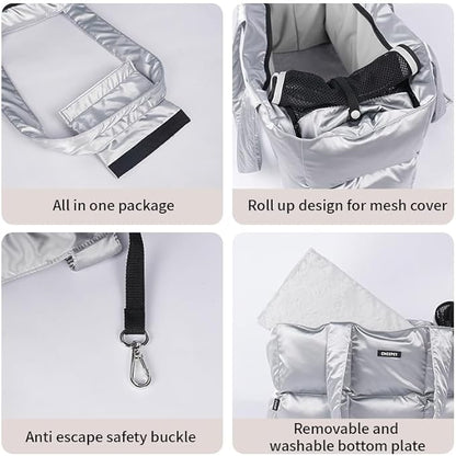 Small Dog Carrier Purse & Cat Tote Bag, Soft-Sided Handbag with Safety Strap, Breathable Mesh, Comfort Carry & Plush Cotton Interior, Lightweight Pet Travel Carrier for Daily Adventures (Black)