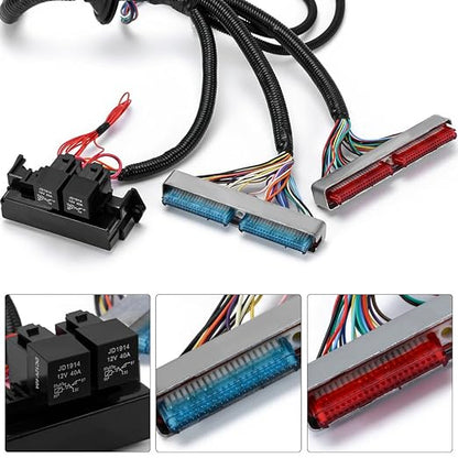 4L60E DBC LS Standalone Wiring Harness Compatible with GM LS1 1999-2006 Vortec Engines 4.8L 5.3L 6.0L Drive by Cable, with 8 Pack Fuel Injector Connector Adapter EV1 Transfer to EV6