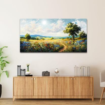 hyidecorart Nature Field Scenery Abstract Painting Framed Wall Art For Living Room Bedroom Wall Decor Pictures Artworks Modern Wall Decorations For Office Canvas Prints Home Art Decor Ready To Hang