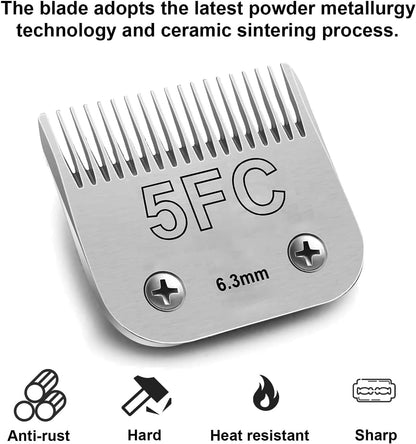4pcs Dog Grooming Blades Compatible with Andis Dog Clippers,Detachable Ceramic Blade & Stainless Steel Blade (3FC+4FC+5FC+7FC)