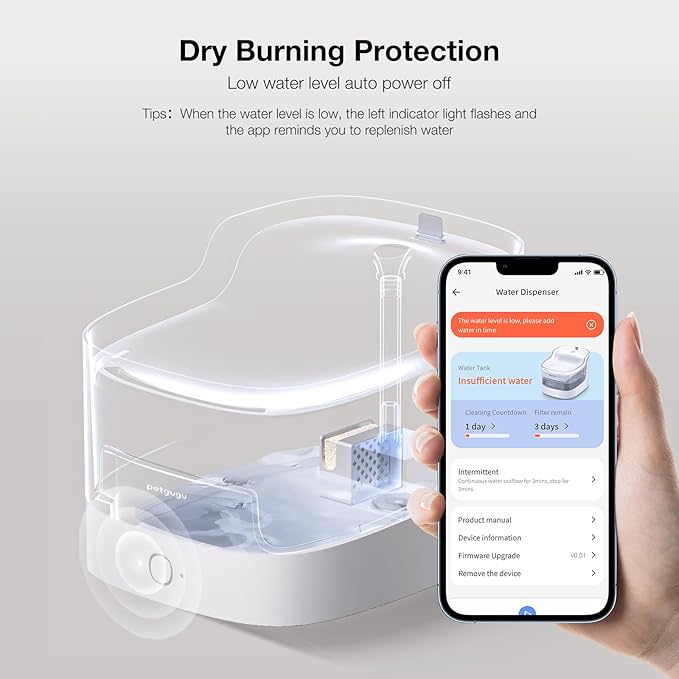 Cat Water Fountain, Automatic Water Dispenser, 2L Pet Water Fountain Transparent Water Tank, 8 Layers Filters Cat Fountain Dog Water Fountain Wireless Pump 2.4G WiFi PF1L