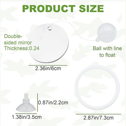 2 Pcs Betta Fish Exercise Ring and Betta Mirror Set,Betta Ring Enrichment Toys,Betta Toys Suitable for Fish Tank, Betta Tank, Betta Aquarium