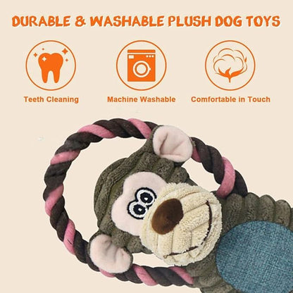Rope Dog Toys to Keep Them Busy - Tug of War Dog Toys for Boredom Plush Interactive Squeaky Puppy Toys for Small Medium Large Dogs