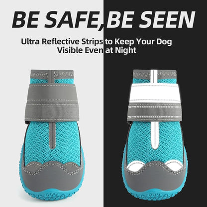 Dog Shoes for Small Dogs, Dog Boots & Paw Protectors for Hardwood Floors, Outdoor Dog Booties for Hot Pavement Winter Snow Hiking, Breathable Dog Shoes with Reflective Strips Size 2
