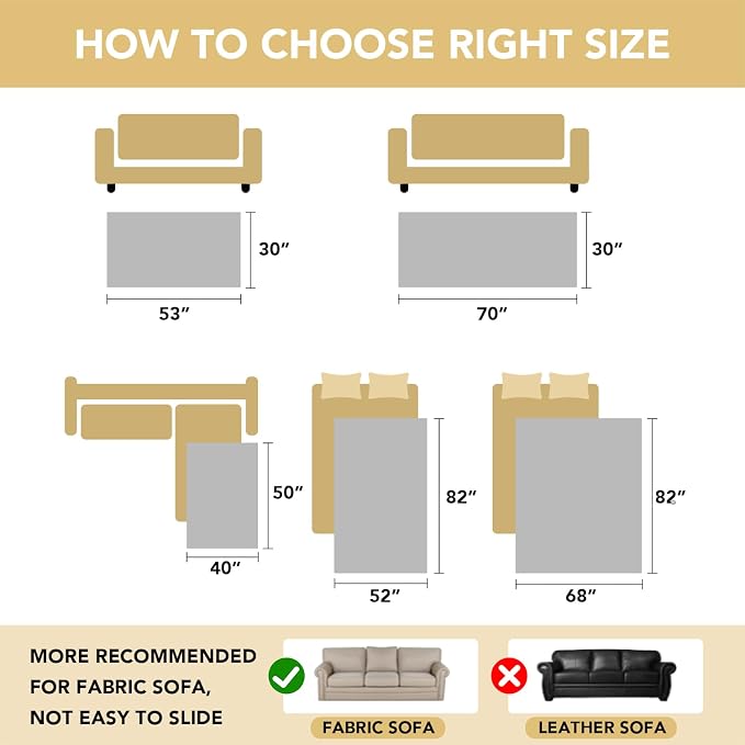 H.VERSAILTEX Non Slip Pet Couch Cover Chenille Dog Bed Protector Thick Soft Sofa Slipcover Pet Friendly Washable Couch Cushion Covers for Pets (52" x 82", Taupe)