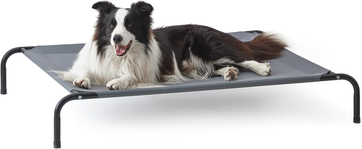 Elevated Cooling Mesh Bed. Breathable rest that stays cool in warm rooms.