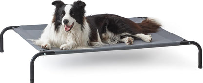 Elevated Cooling Mesh Bed. Breathable rest that stays cool in warm rooms.