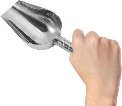 POPETPOP Dog Food Scoop: Stainless Steel Feed Scooper for Pet Dog Cat Dry Food- Multipurpose Metal Scoop for Ice Cookie Flour (1 1/2 Cup, 8.77 Inch)