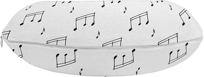 Ambesonne Music Travel Pillow Neck Rest, Musical Notes Theme Melody Sonata Singing Song Clef Tunes Hand Drawn Style Pattern, Memory Foam Traveling Accessory for Airplane and Car, 12", White