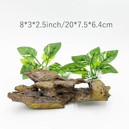 Smoothedo-Pets Fish Tank Decorations Aquarium Decor Ornaments Betta Silk Leaf pad Hammock Artifical Driftwood Cave Goldfish Bowl Accessories (Type-B)