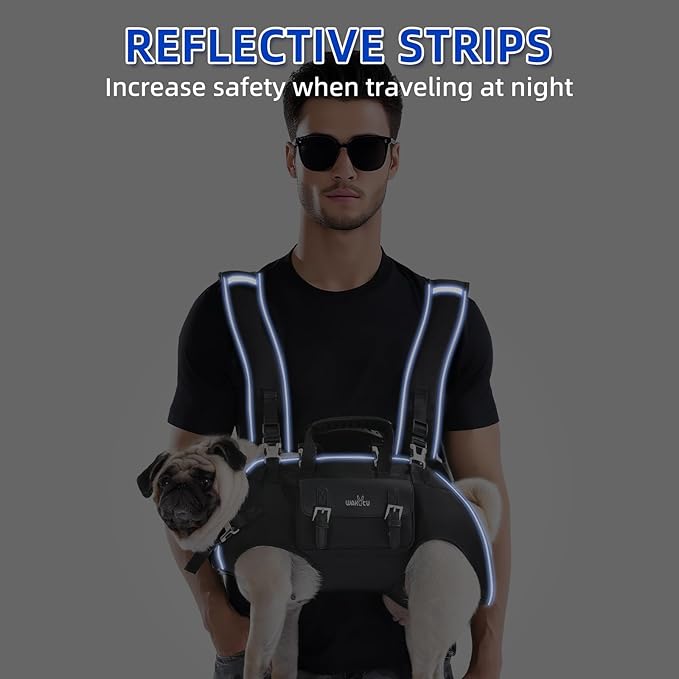 Wakytu Dog Backpack Carrier for Dogs,Dog Lift Harness | Adjustable Padded Breathable Straps for Dogs, Disabled, Joint Injuries, Arthritis,L