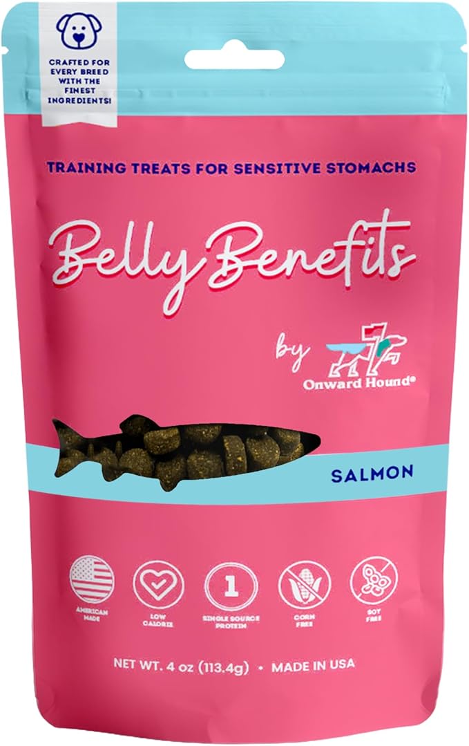 Onward Hound Training Treats for Dogs - Soft Salmon - Low Calorie Dog Training Treats for Sensitive Stomachs with Single Source Premium Protein, Corn Free, & Soy Free Formula - 4 oz