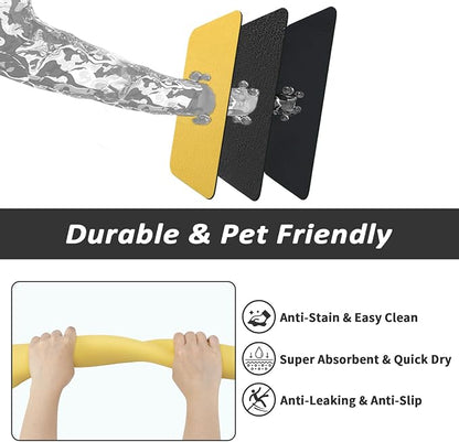 HotLive Dog Food Mat - Absorbent Cat Mat for Food and Water, No Stains Pet Feeding Bowl Mat, Easy to Clean Pet Placemats, Quick Dry Dog Water Dispenser Mat for Messy Drinkers | Yellow 18"x 28"