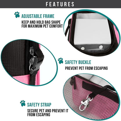 PetAmi Dog Purse Carrier for Small Dogs, Airline Approved Soft Sided Pet Carrier with Pockets, Ventilated Dog Carrying Bag for Puppy Cat, Dog Travel Supplies Bag, Sherpa Bed, Max 12 lbs, Pink