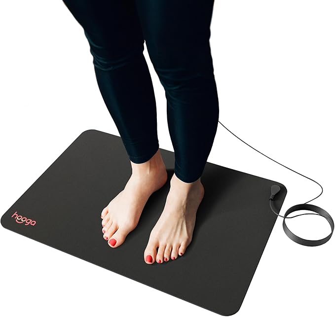 Hooga Grounding Mat for Sleep, Energy, Pain Relief, Inflammation, Balance, Wellness. Earth Connected Indoor Grounding for Home, Office, Work. 15 Foot Cord Included. Conductive Carbon