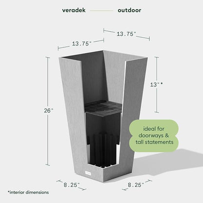 Veradek V-Resin Indoor/Outdoor Taper Planter, 2-Pack (26 inch, Grey)