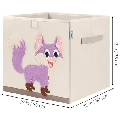 CLCROBD Foldable Animal Cube Storage Bins Fabric Toy Box/Chest/Organizer for Kids Nursery, 13 inch (Fox)