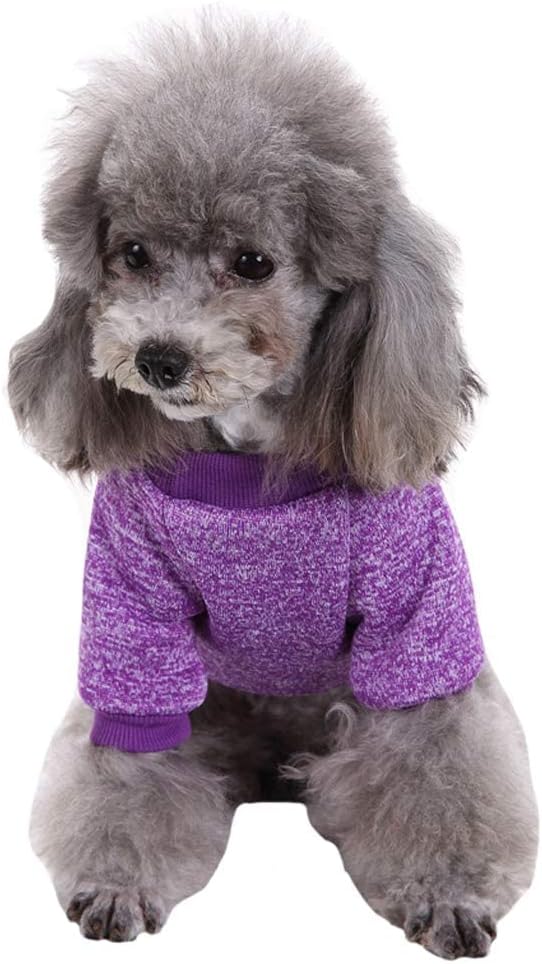 Jecikelon Dog Clothes Dogs Sweater Soft Puppies Clothing Winter Puppy Sweaters Warm Outfit for Dogs Small XXS XS Cat Apparel (Large, Purple)