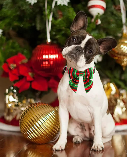 Lionet Paws Christmas Dog Collar with Bowtie, Dog Sailor Bow Collar with Metal Buckle for Dogs, Adjustable Comfortable Dog Collar Girl Gift, XL, Neck 16-26 in
