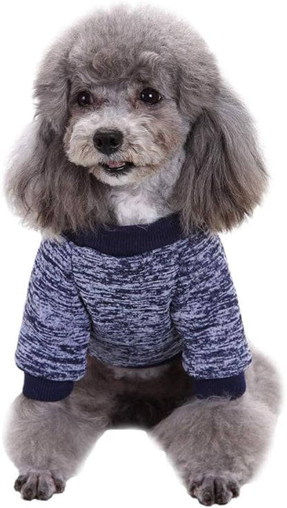 Jecikelon Dog Clothes Dogs Sweater Soft Puppies Clothing Winter Puppy Sweaters Warm Outfit for Dogs Small XXS XS Cat Apparel (Navy Blue, S)