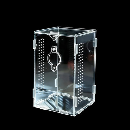Acrylic Jumping Spider Enclosure,Reptile Enclosure,Bug Habitat, for Small Tree Dwelling Reptiles,Arboreal Tarantula Enclosure, Spider Terrarium Kit,Plastic Terrarium(4.7" X 4.7" X 8")