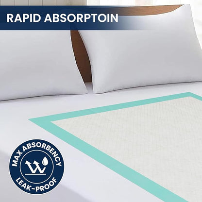 AllSett Health Incontinence Bed Pads Disposable 3XL 36"x 36"(50 Pack), White – 125 Gram Super Absorbent Waterproof Liner, Pee Pads for Adults - Chucks Pads