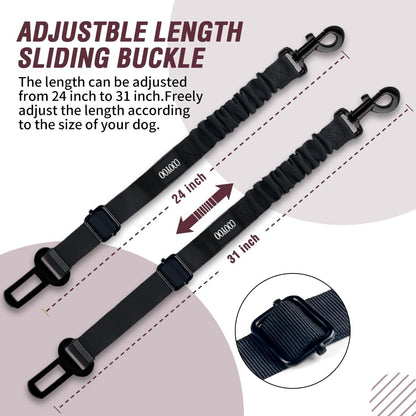 COOYOO Dog Seat Belt,3 Piece Set Retractable Dog Car Adjustable Seatbelts for Vehicle Nylon Pet Safety Heavy Duty & Elastic & Durable Car Harness for Dogs