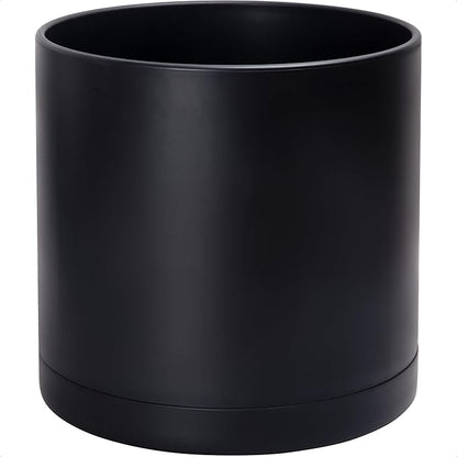 D'vine Dev 16 Inch Black Plastic Planter Pots for Plant Pot with Drainage Hole and Seamless Saucers, 74-X-B-5